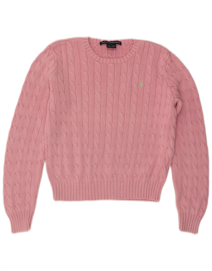 RALPH LAUREN Γυναικείο πουλόβερ με λαιμόκοψη Crop Crew UK 14 Large Pink