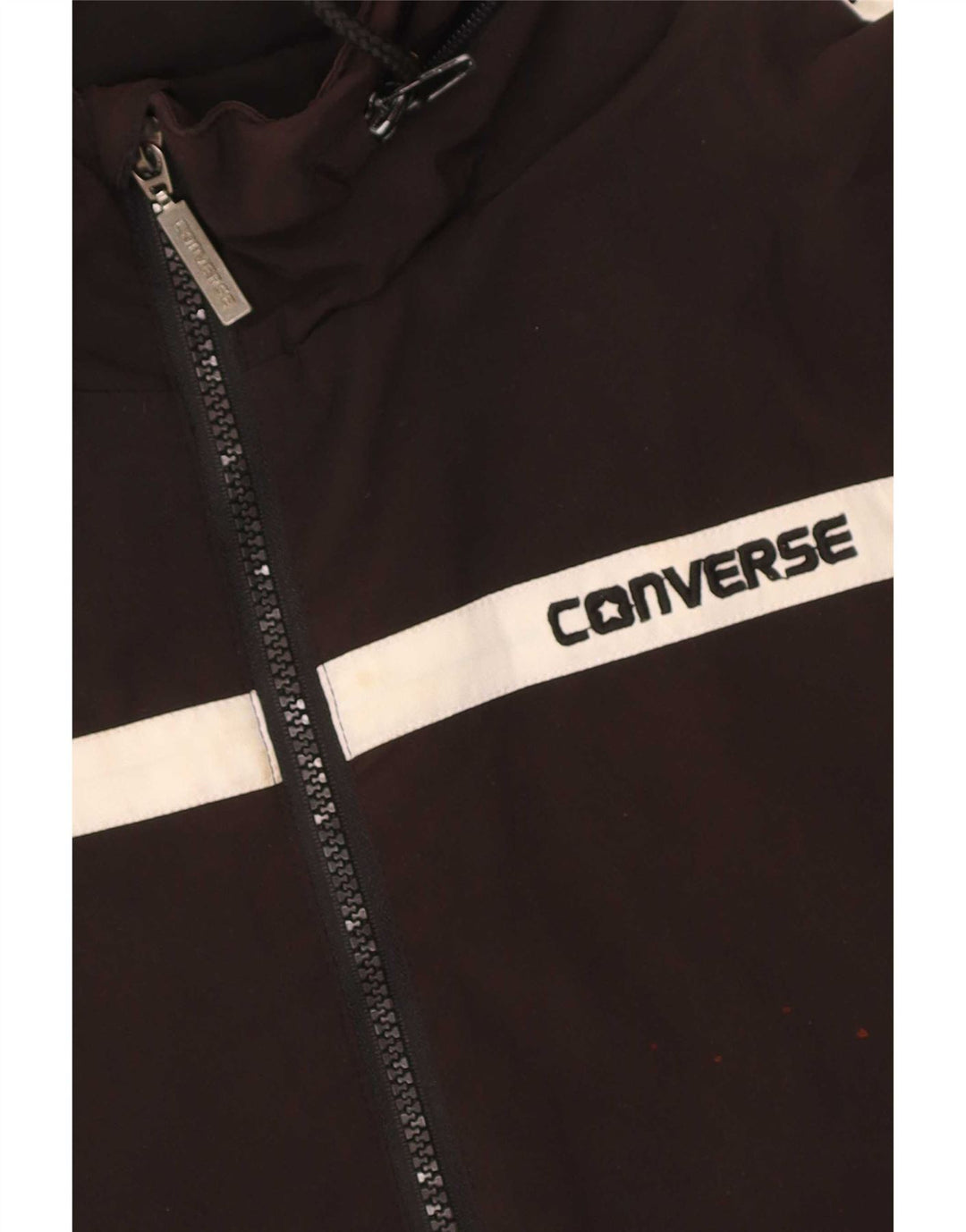 Converse Γυναικείο Μπουφάν με κουκούλα αντιανεμικό UK 14 Medium Black Colourblock