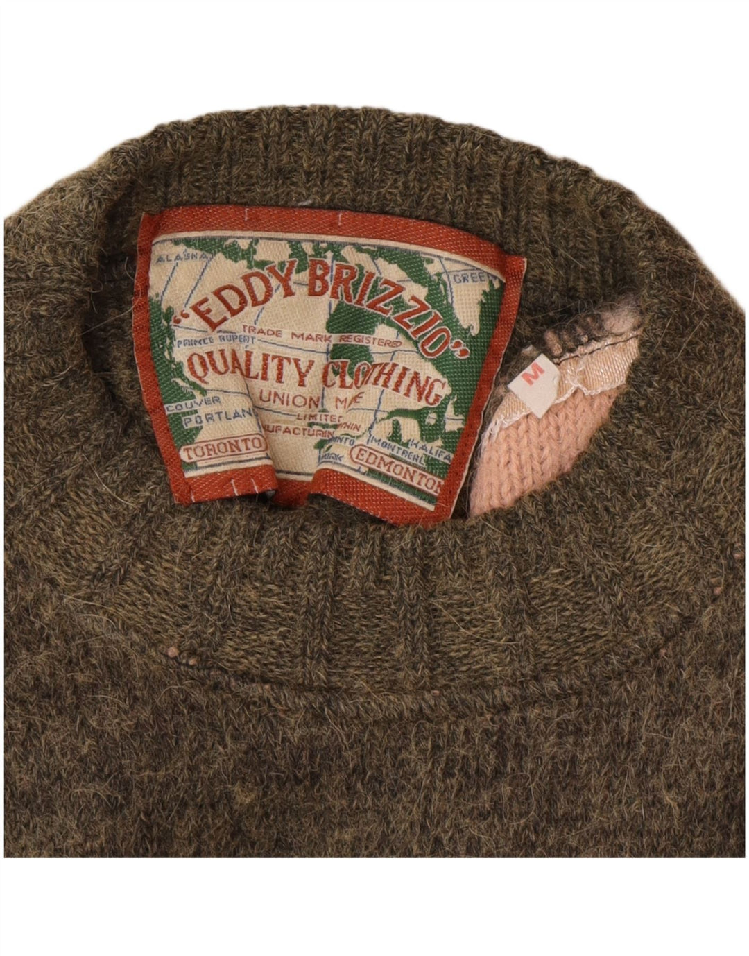 Vintage ανδρικό πουλόβερ με λαιμόκοψη μεσαίου μεγέθους Khaki Fair Isle