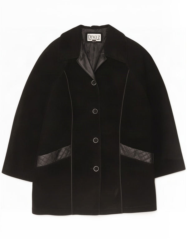 DINO' Z Womens Suede Overcoat UK 14 Large Black Leather