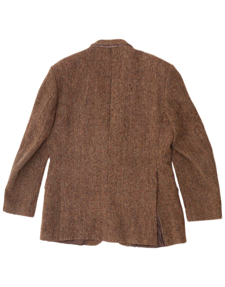 Ανδρικό μπουφάν Harris Tweed 2 κουμπιά σακάκι UK 40 μεγάλο καφέ μαλλί ψαροκόκαλο
