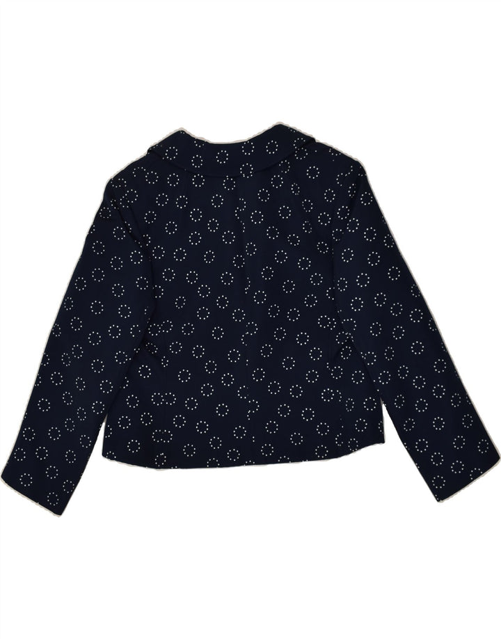 VINTAGE Womens 3 Button Crop Blazer Jacket IT 49 XL Navy Blue Spotted | Vintage Vintage | Thrift | Second-Hand Vintage | Used Clothing | Messina Hembry 