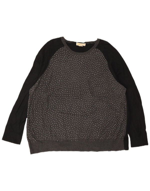 MICHAEL KORS Γυναικείο πουλόβερ με λαιμόκαυστο UK 22 3XL Γκρι Colourblock