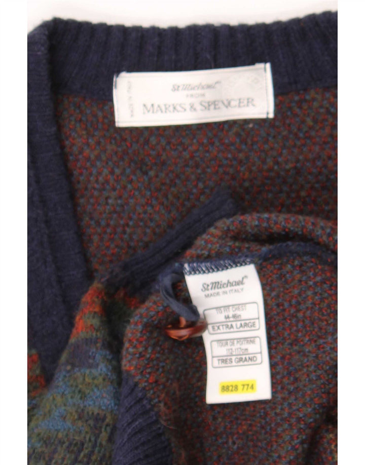 Marks & Spencer Ανδρικό πουλόβερ St. Michael Cardigan XL Navy Blue Retro