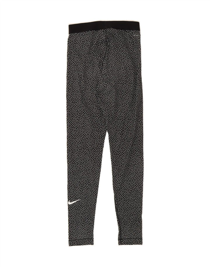 NIKE Womens Dri Fit Graphic Leggings UK 8 Small  Black Spotted Polyester Vintage Nike and Second-Hand Nike from Messina Hembry 
