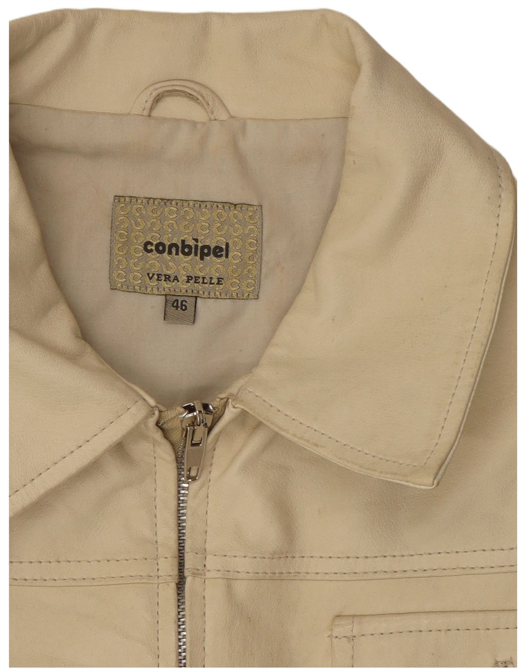 Conbipel Γυναικείο Δερμάτινο Μπουφάν IT 46 Large Off White Δερμάτινο