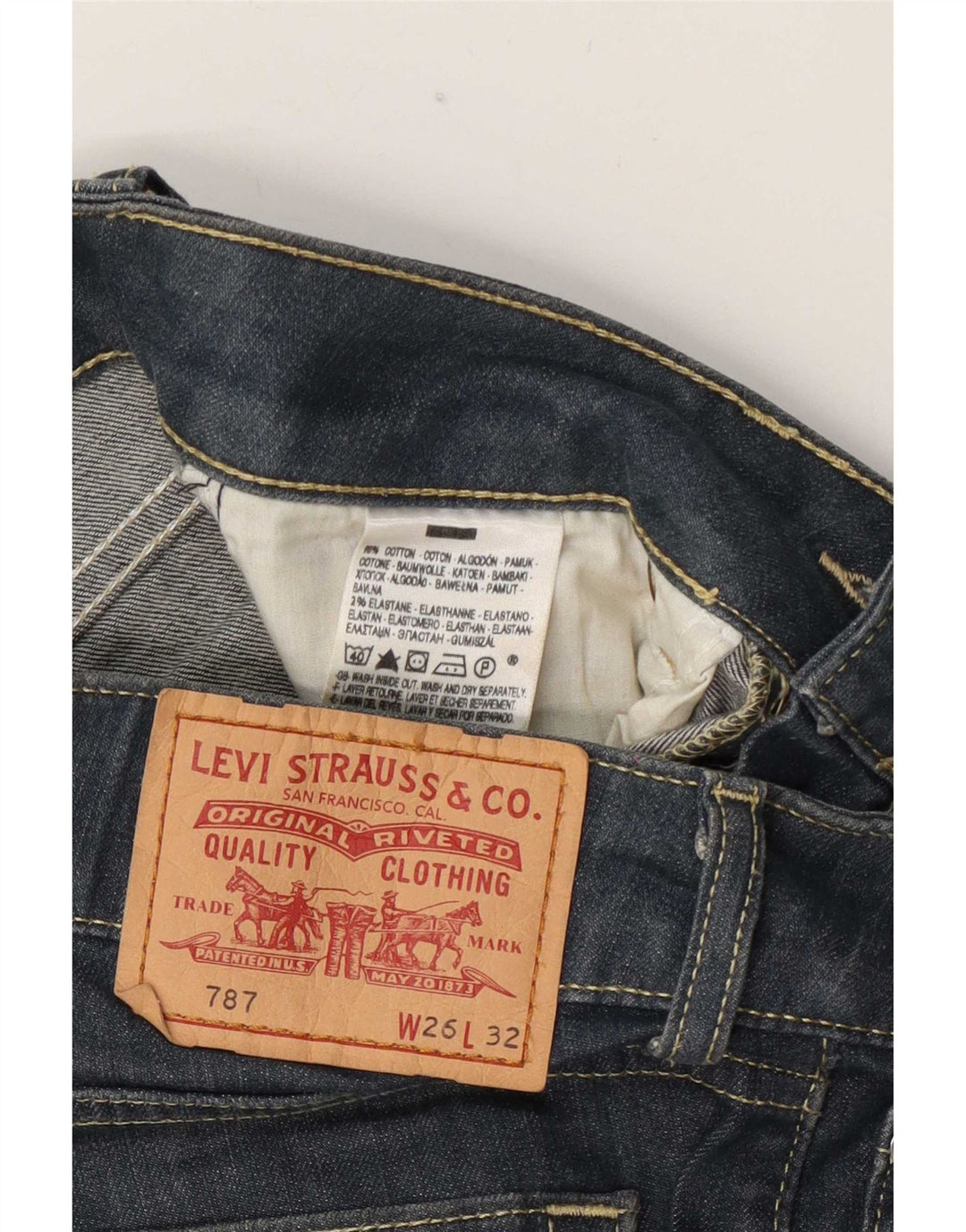 Γυναικείο τζιν Levi's Straight W26 L32 Navy Blue Cotton
