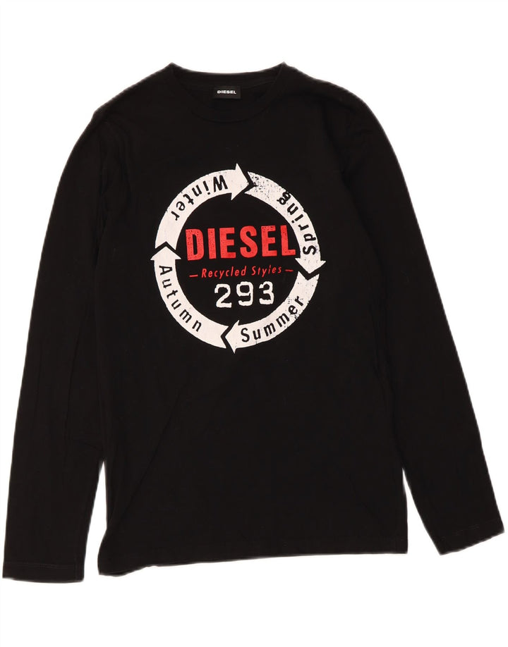 DIESEL Boys Graphic Top Long Sleeve 13-14 Years Black Cotton Vintage Diesel and Second-Hand Diesel from Messina Hembry 