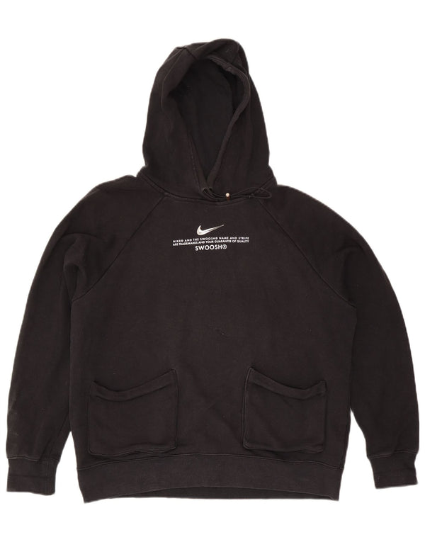 Nike Γυναικείο Swoosh Graphic Oversized Hoodie Jumper UK 14 Medium Black