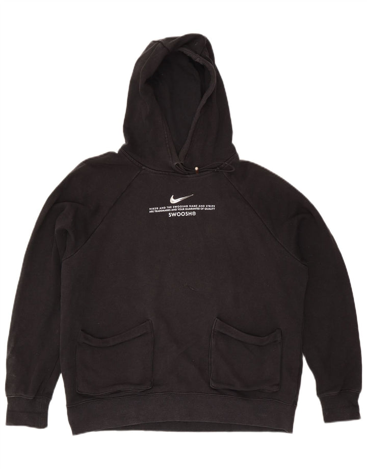 Nike Γυναικείο Swoosh Graphic Oversized Hoodie Jumper UK 14 Medium Black