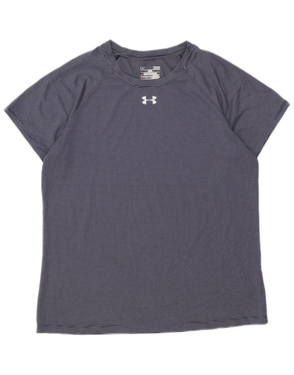 Γυναικείο μπλουζάκι UNDER Armour Top UK 16 Large Navy Blue Pinstripe