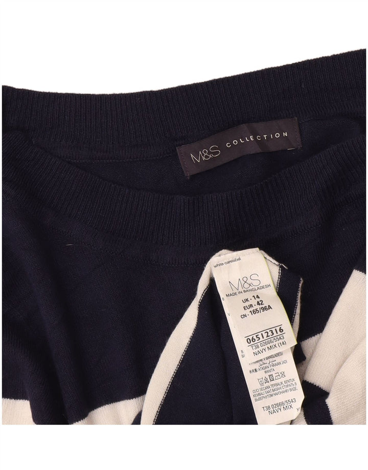 Marks & Spencer Γυναικείο πουλόβερ με λαιμόκοψη UK 14 Medium Navy Blue
