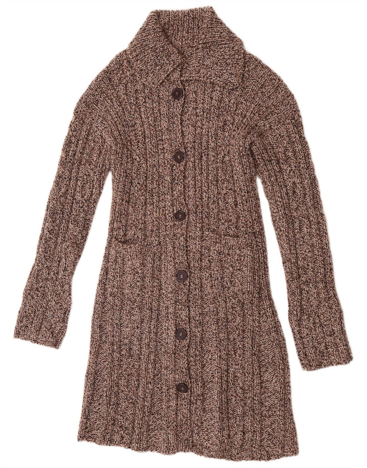 Vintage Γυναικείο Longline Cardigan πουλόβερ UK 14 Medium Brown