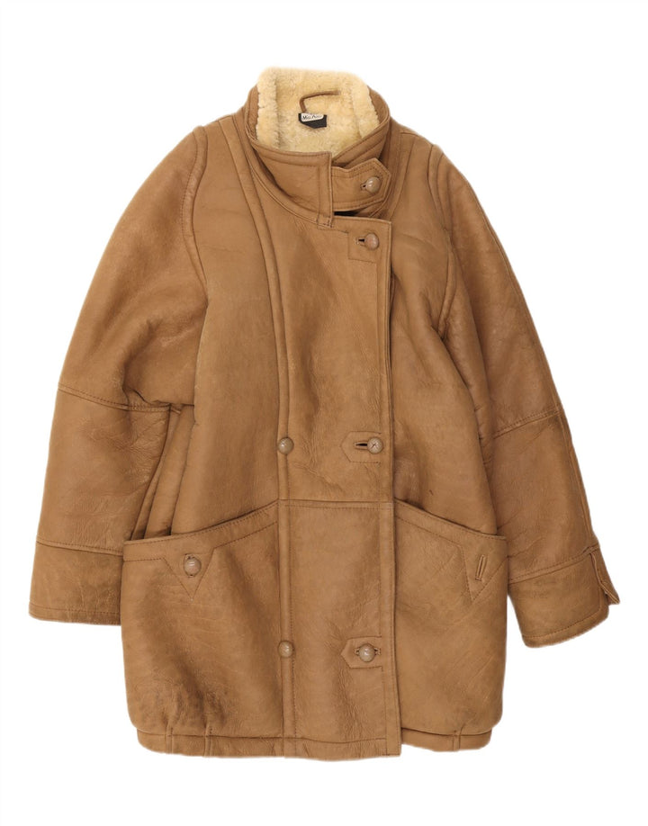 Miss Astor Γυναικείο Παλτό Shearling IT 42 Δερμάτινο Μεσαίο Μπεζ