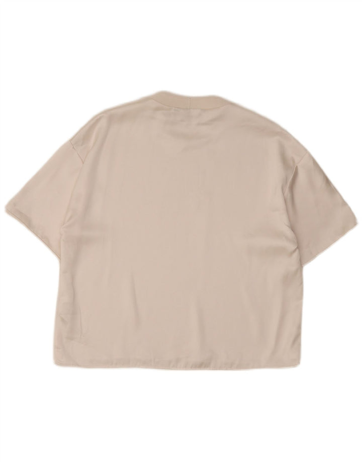 Zara Γυναικείο T-Shirt Loose Fit Top UK 14 Medium Off White Polyester