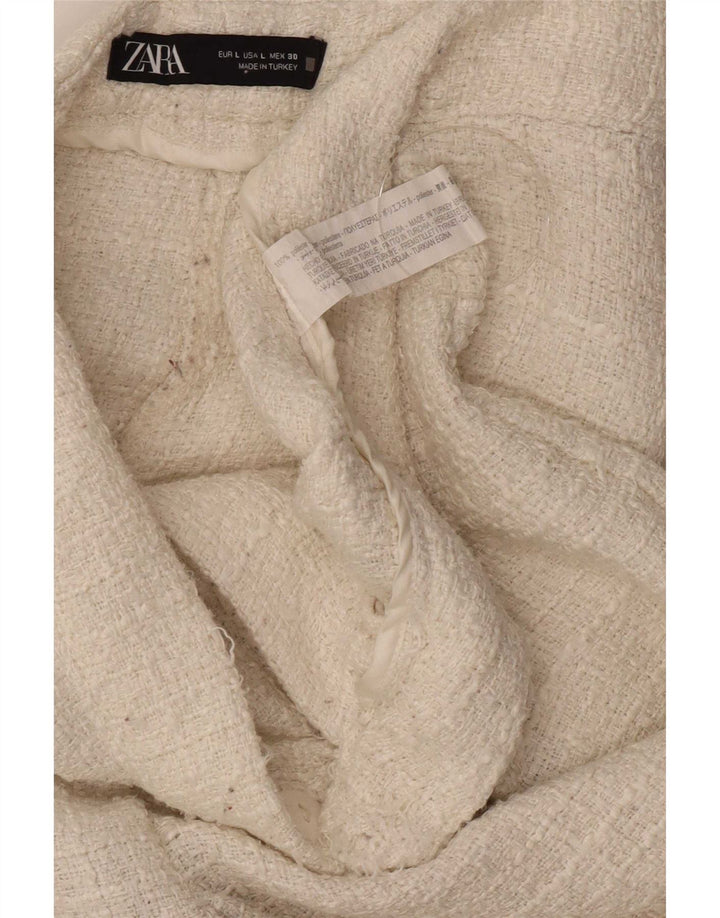 Zara Γυναικείο ίσιο casual παντελόνι μεγάλο W30 L31 Λευκό Πολυεστέρα