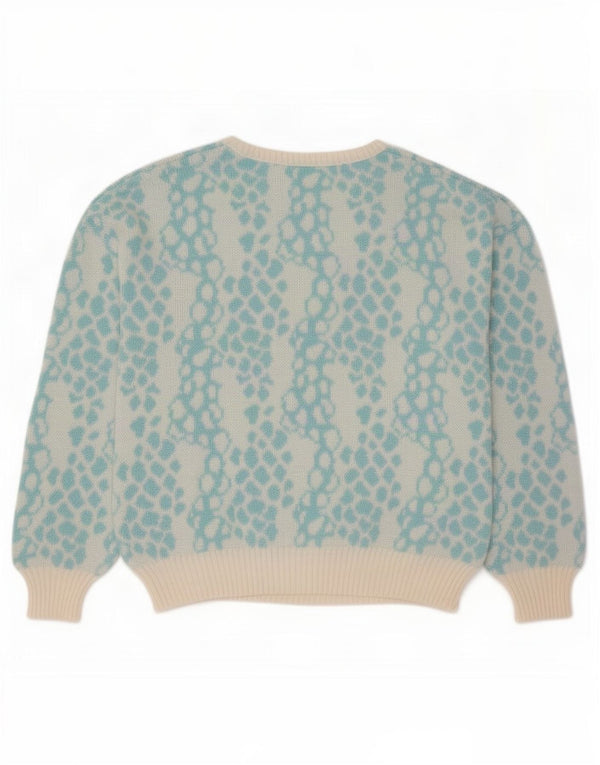 Vintage γυναικείο πουλόβερ με λαιμόκαυμα UK 16 Large Blue Spotted