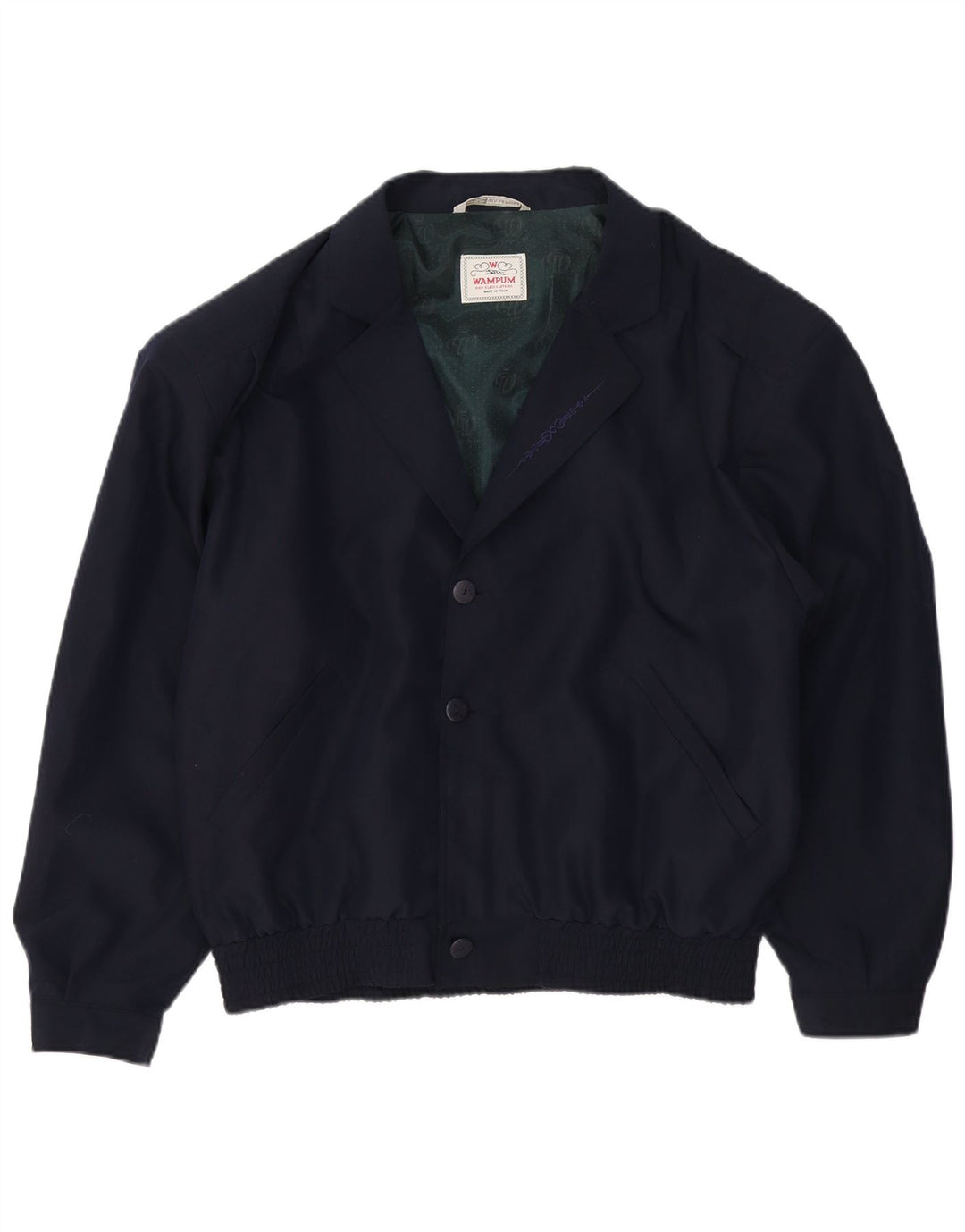 Wampum Ανδρικό Bomber Jacket UK 42 XL Navy Blue Viscose