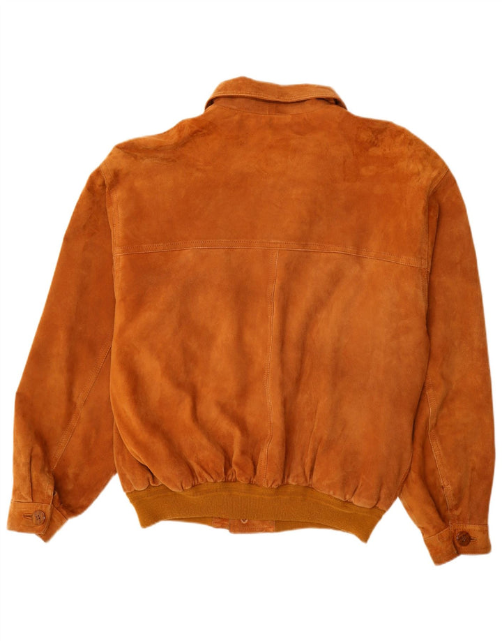 VINTAGE Ανδρικό Suede Bomber Jacket IT 52 XL Beige Leather