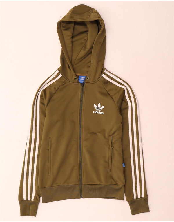 Adidas Γυναικείο πουλόβερ με κουκούλα με φερμουάρ UK 6 XS Χακί Πολυεστέρας
