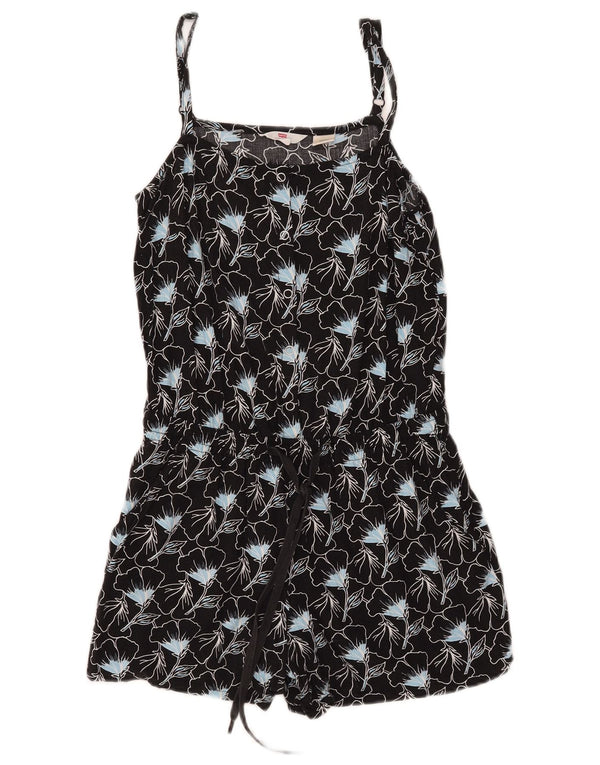 Levi's γυναικείο αμάνικο Playsuit UK 10 Small Black Floral Viscose