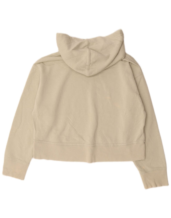 Zara Womens Crop Oversized Hoodie Jumper UK 10 Small Off White Βαμβακερό