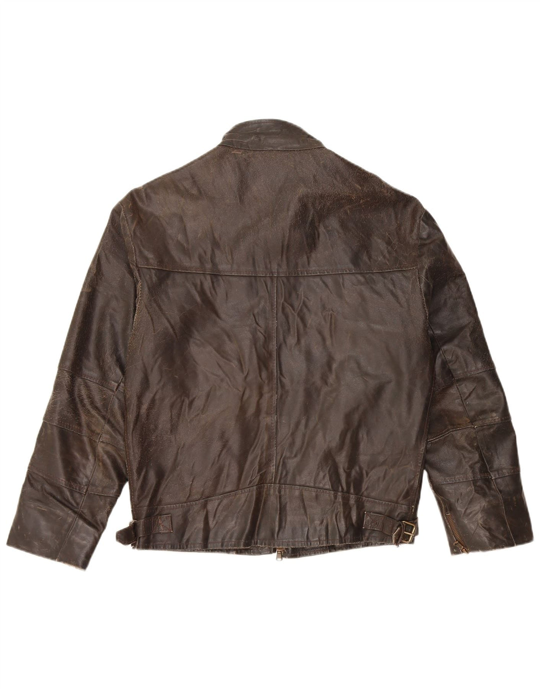 VINTAGE Γυναικείο Δερμάτινο Μπουφάν 3/4 μανίκι UK 14 Μεσαίο Καφέ Δερμάτινο