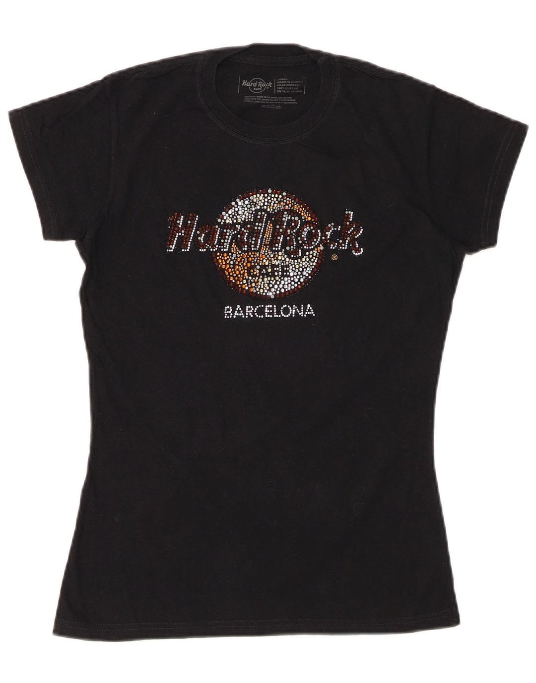 HARD ROCK CAFE Γυναικείο γραφικό μπλουζάκι Barcelona Top UK 10 Small Black