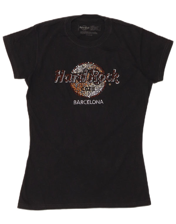 HARD ROCK CAFE Γυναικείο γραφικό μπλουζάκι Barcelona Top UK 10 Small Black