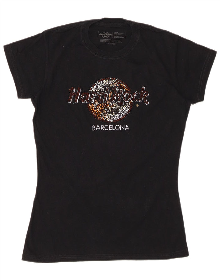 HARD ROCK CAFE Γυναικείο γραφικό μπλουζάκι Barcelona Top UK 10 Small Black
