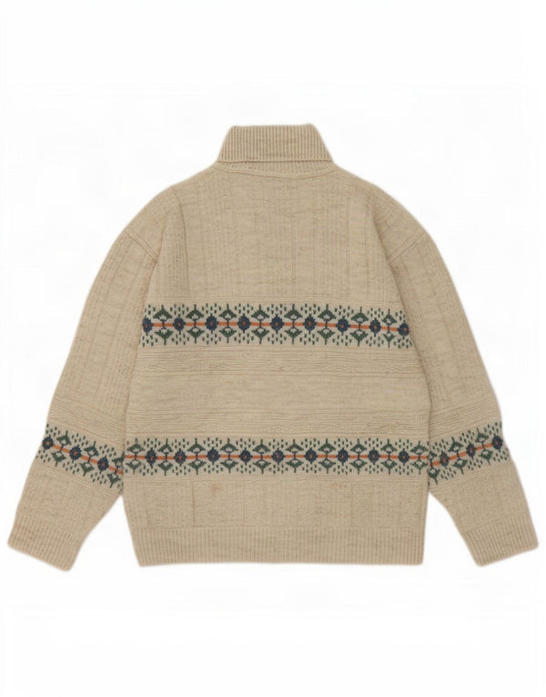 Ανδρικό πουλόβερ με ρολό λαιμόκοψης North Pole Medium Beige Fair Isle