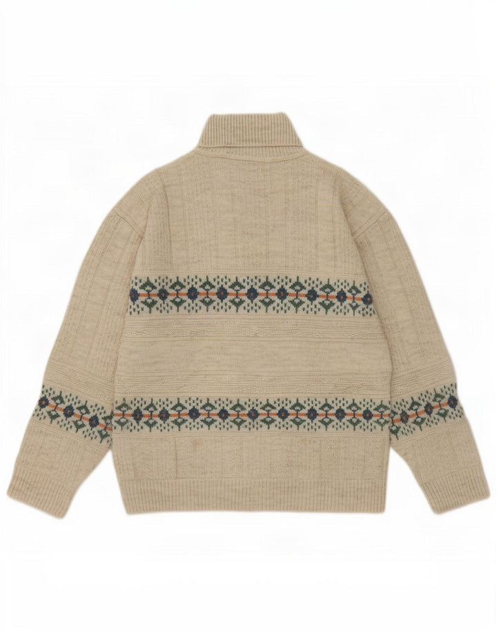 Ανδρικό πουλόβερ με ρολό λαιμόκοψης North Pole Medium Beige Fair Isle