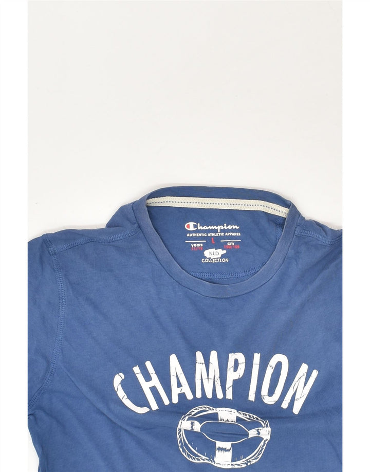 CHAMPION Boys Graphic T-Shirt Top 11-12 Years Large  Blue Cotton | Vintage Champion | Thrift | Second-Hand Champion | Used Clothing | Messina Hembry 
