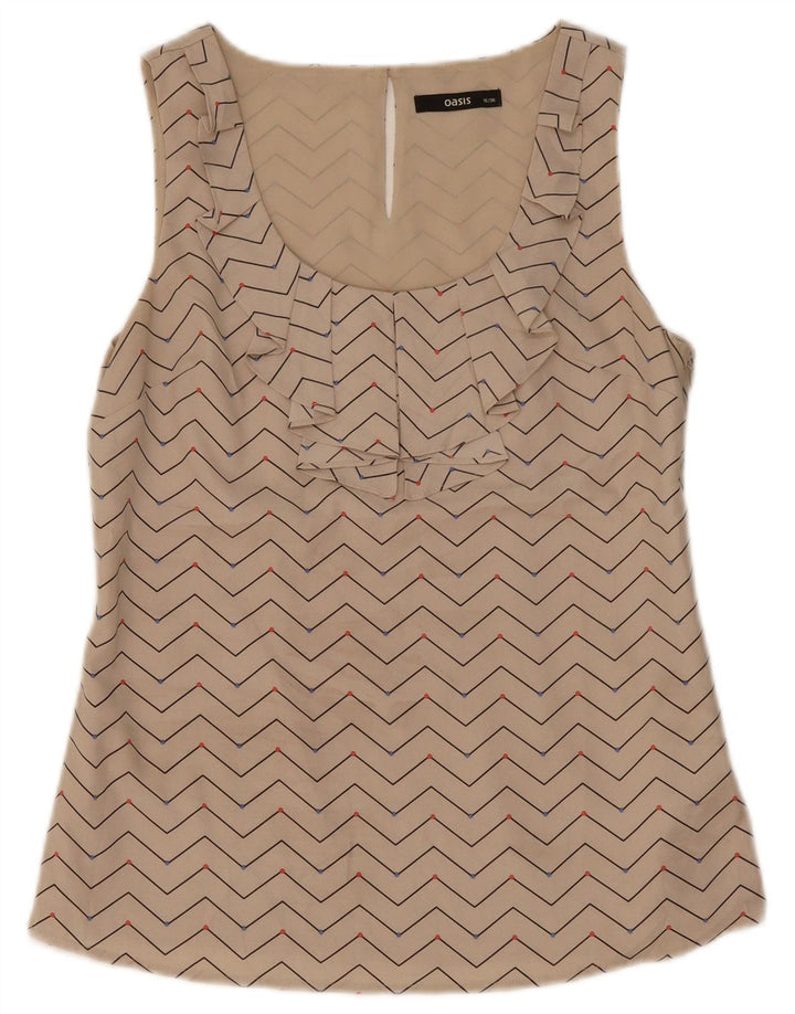 Oasis Γυναικεία Αμάνικη Μπλούζα Τοπ UK 10 Small Beige Geometric