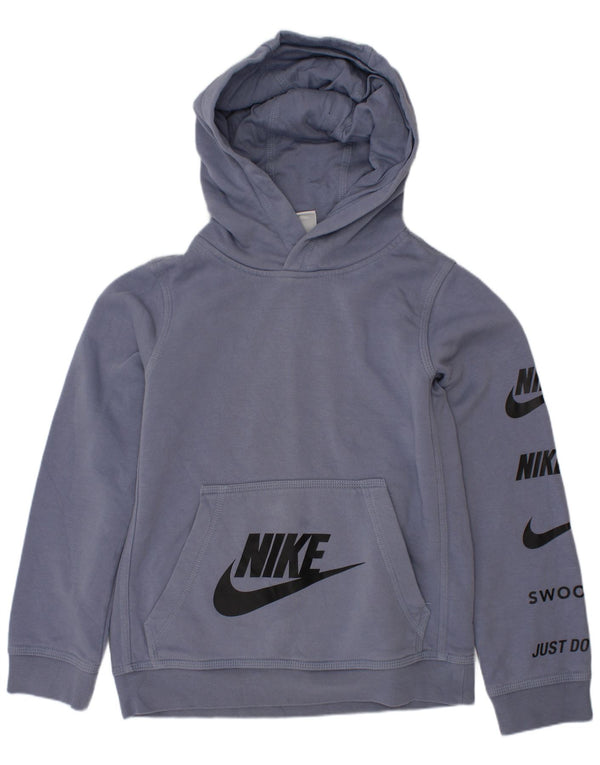 Nike Boys Swoosh Graphic Hoodie Jumper 8-9 ετών Μικρό μπλε βαμβακερό