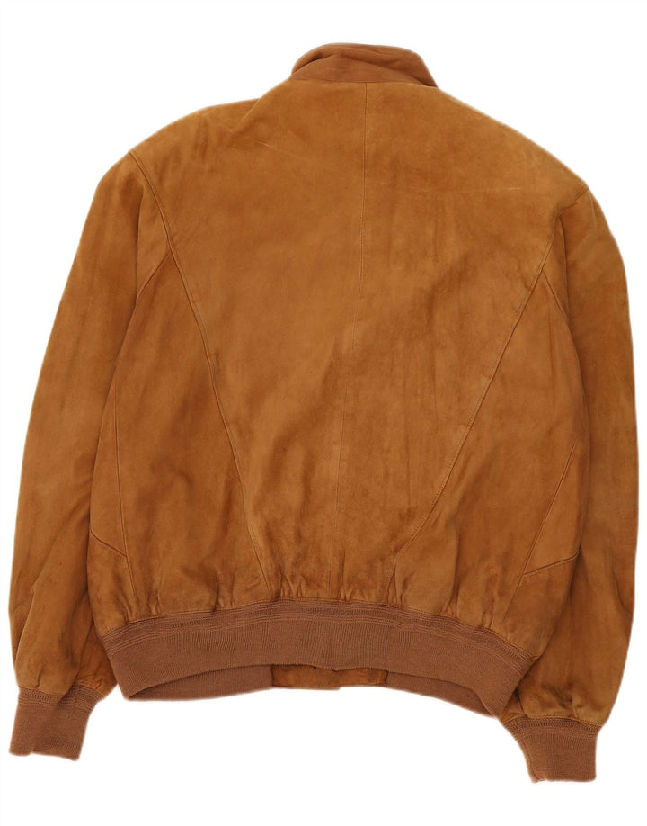 Vintage Ανδρικό Suede Bomber Jacket IT 50 Large Beige