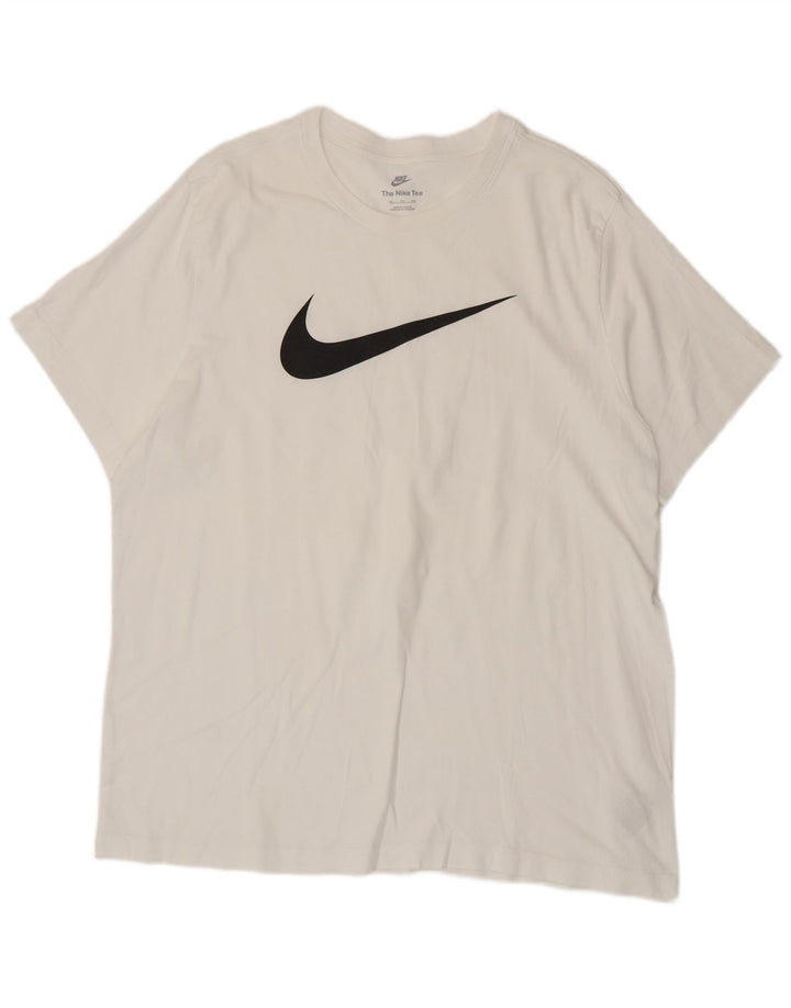 Ανδρικό γραφικό μπλουζάκι Nike 2XL λευκό βαμβακερό