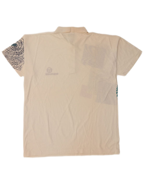 SERGIO TACCHINI Mens Graphic Polo Shirt Medium Off White
