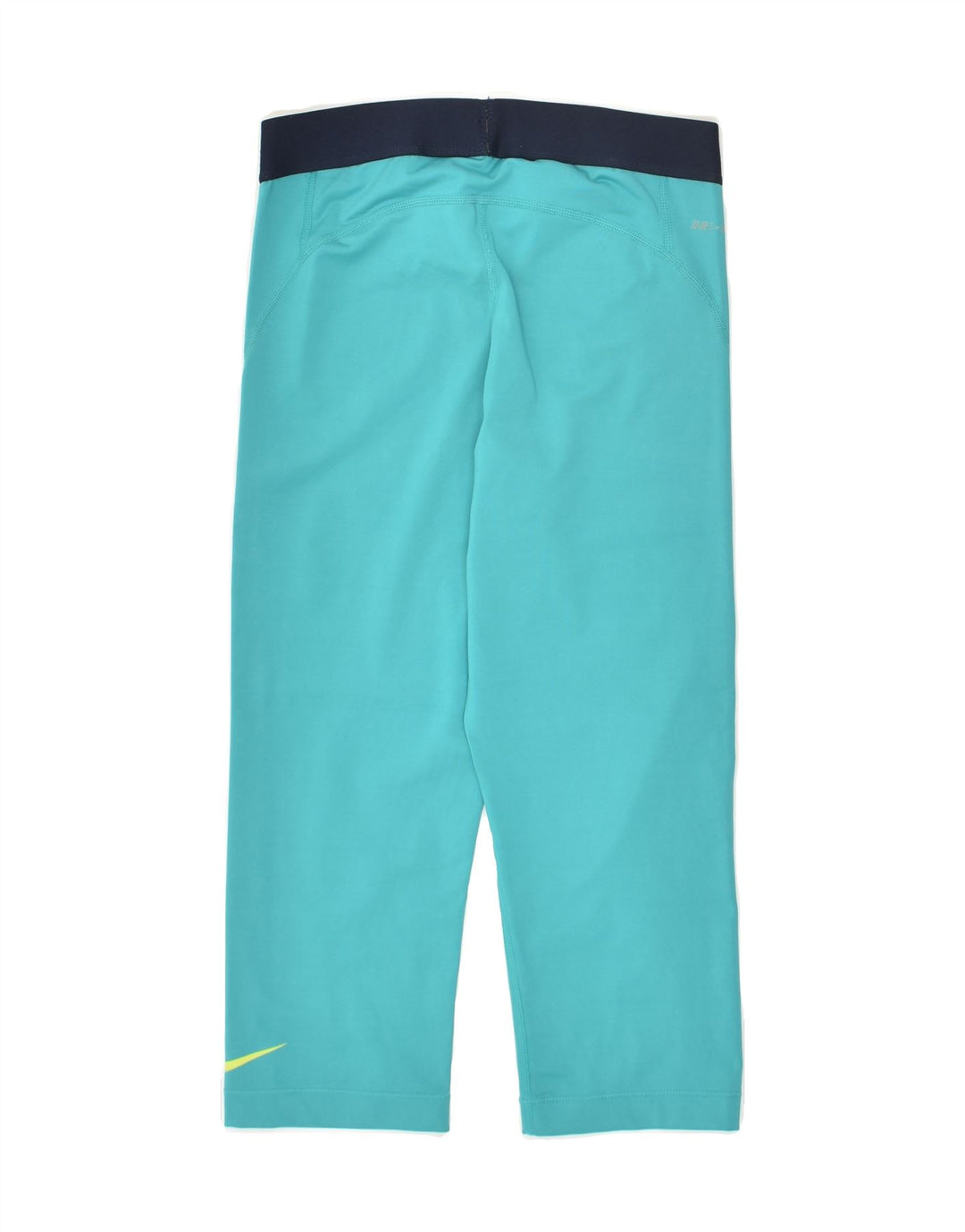 NIKE Womens Dri Fit Graphic Capri Leggings UK 8 Small Turquoise Polyester | Vintage Nike | Thrift | Second-Hand Nike | Used Clothing | Messina Hembry 