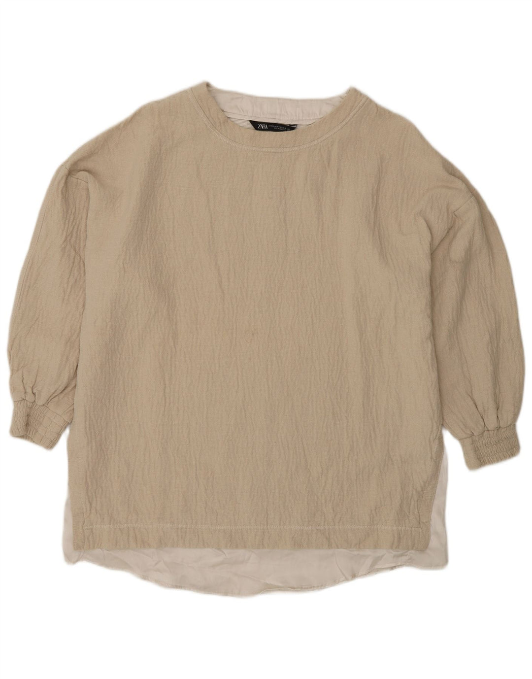 Zara Γυναικεία Μπλούζα Oversized Top UK 6 XS Beige Βαμβακερό