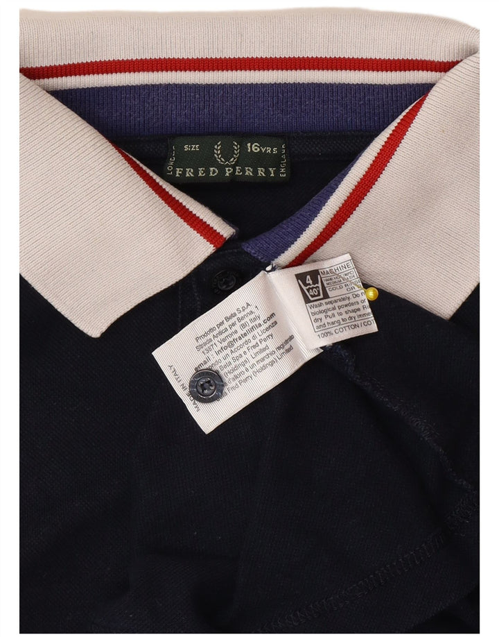 Fred Perry Boys Polo πουκάμισο 15-16 ετών Navy Blue Cotton