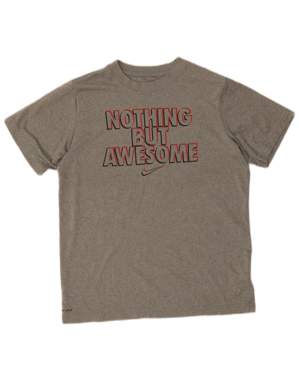 Γυναικείο γραφικό μπλουζάκι Nike Dri Fit Top UK 14 Large Grey Flecked Polyester