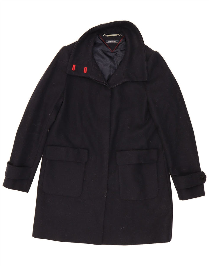 TOMMY HILFIGER Womens Overcoat UK 14 Medium Navy Blue Wool Vintage Tommy Hilfiger and Second-Hand Tommy Hilfiger from Messina Hembry 