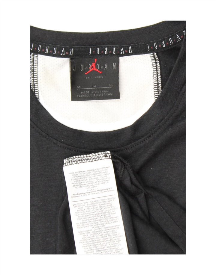 JORDAN Mens Graphic T-Shirt Top Medium Black Colourblock Polyester Vintage Jordan and Second-Hand Jordan from Messina Hembry 