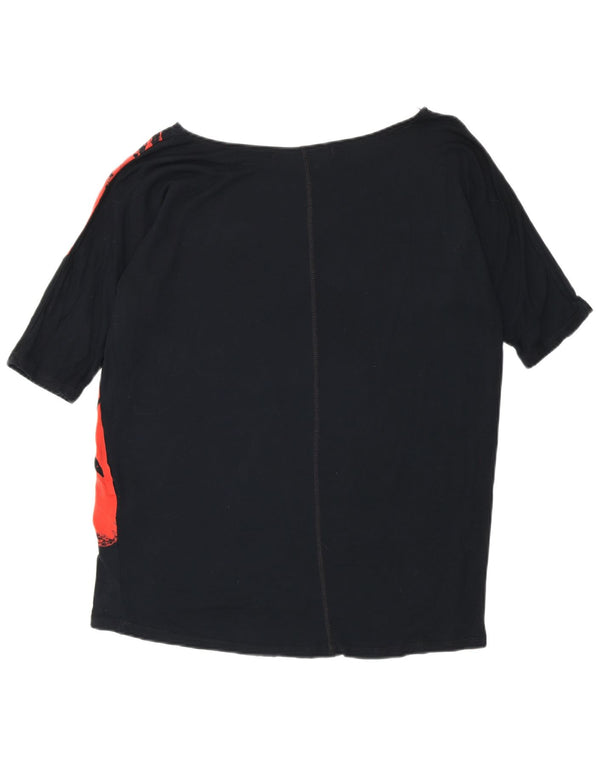 Desigual Γυναικείο Loose Fit Graphic Top 3/4 μανίκι UK 14 μεσαίο μαύρο βαμβακερό