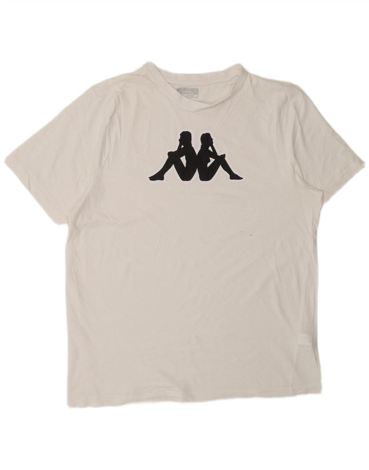 KAPPA Ανδρικό γραφικό T-Shirt Top XL Λευκό βαμβακερό