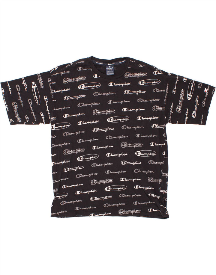 CHAMPION Mens Graphic T-Shirt Top Medium Black Cotton Vintage Champion and Second-Hand Champion from Messina Hembry 