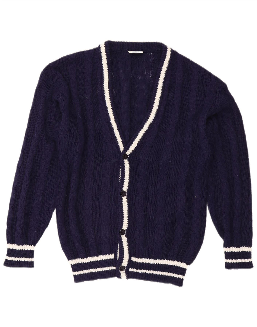 Ανδρικό πουλόβερ vintage ζακέτα IT 48/50 Medium Navy Blue ριγέ πολυεστέρας