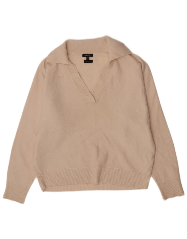 Massimo Dutti Γυναικείο πουλόβερ με λαιμό πόλο UK 10 Small Off White