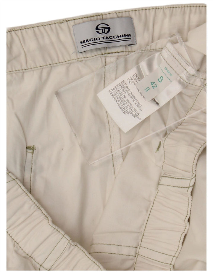 Sergio Tacchini Γυναικείο παντελόνι Capri Cargo Small W27 L20 Λευκό βαμβακερό